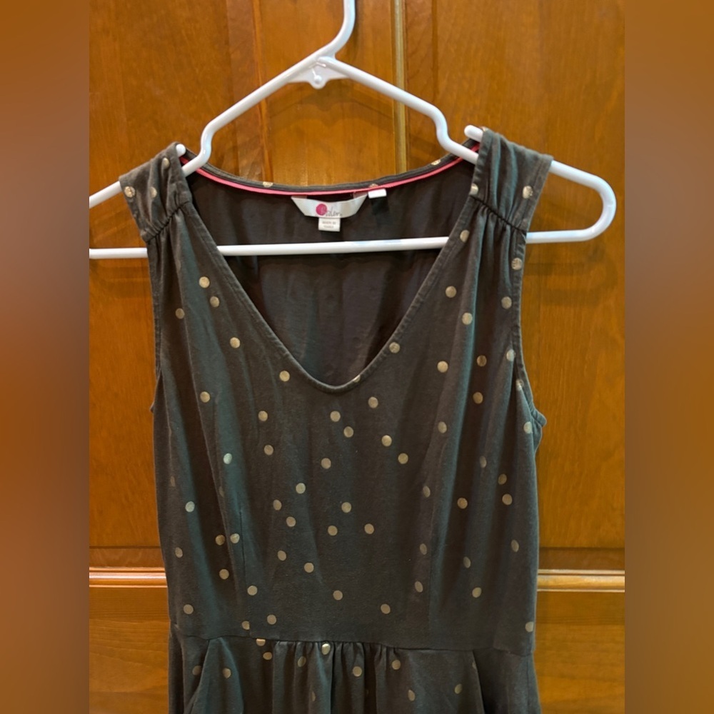 Boden Women’s Melinda Jersey Dress Size 4 Green & Gold Polka Dot - Picture 9 of 13